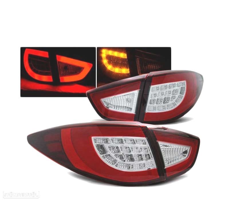 FAROLINS TRASEIROS LED HYUNDAI IX35 09-13 VERMELHO CRISTAL - 1