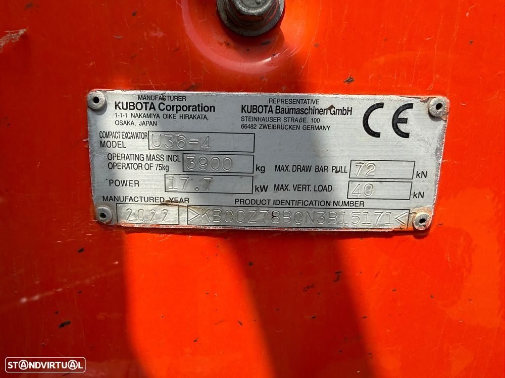 Kubota U36-4 Mini escavadora (2022) - 14