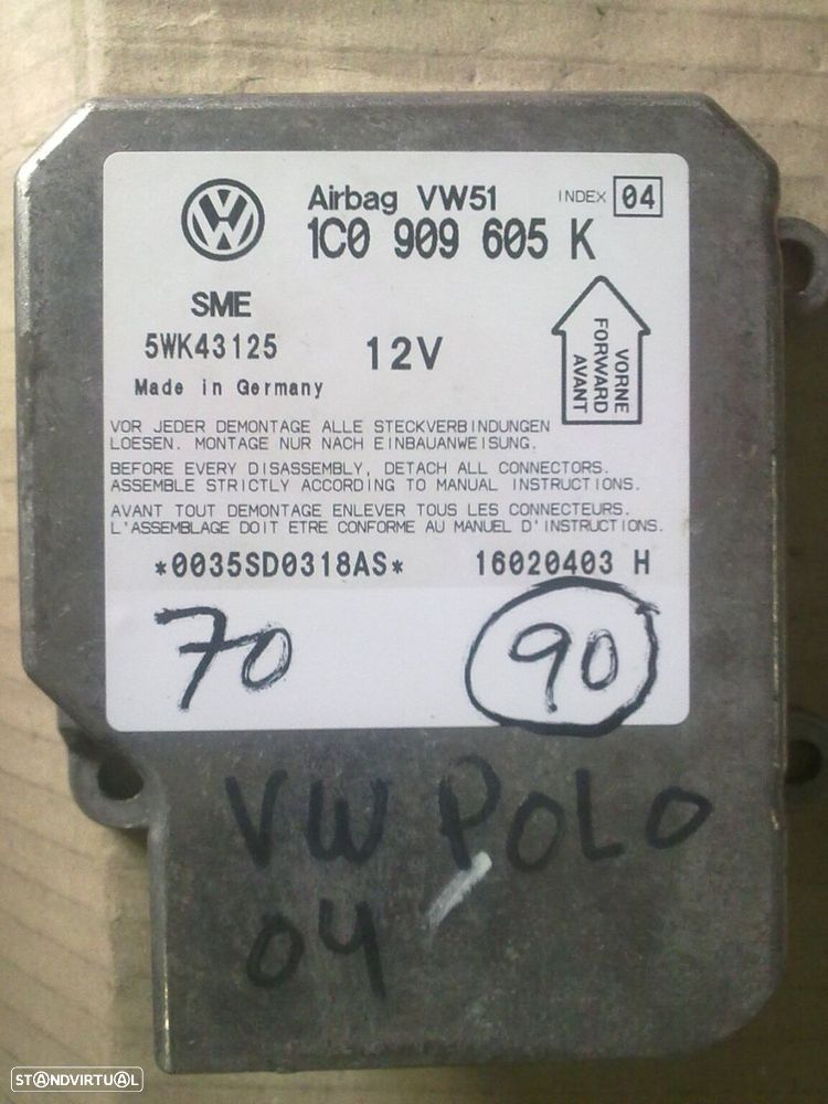 Modulo Airbag 1C0909605K VW POLO 2002 VW FOX 2006 1.4TDI 70CV 3P CINZA - 1