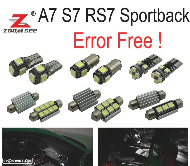 KIT COMPLETO DE 18 LÂMPADAS LED INTERIOR PARA AUDI A7 S7 RS7 SPORTBACK 2012 + - 1