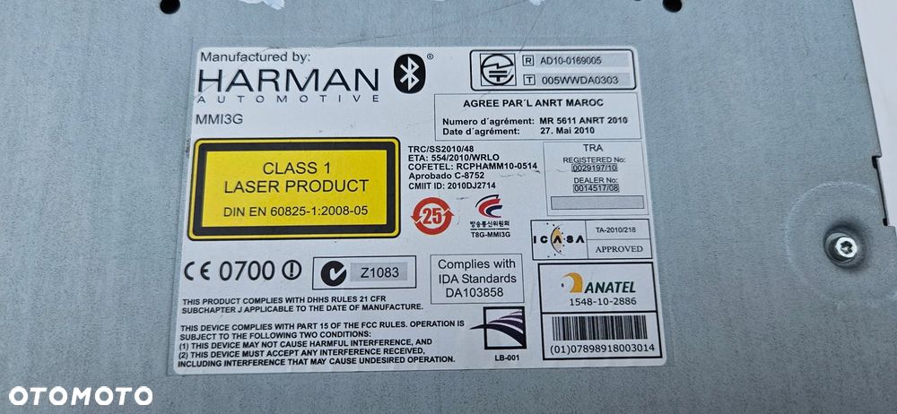 Audi Q5 8R EKRAN WYŚWIETLACZ MONITOR MMI NAWIGACJI 8R0919604A  JEDNOSTKA STACJA MULTIMEDIA MMI HARMAN 8R1035746D  TUNER RADIA MMI  4G0035082G  STEROWNIK KAMERY COFANIA 8R0907441A  STELAŻ MODULÓW 8R0035209B - 7