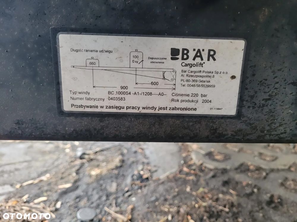 Winda załadowcza BC 1000S4 A1 BAR Cargolift - 2