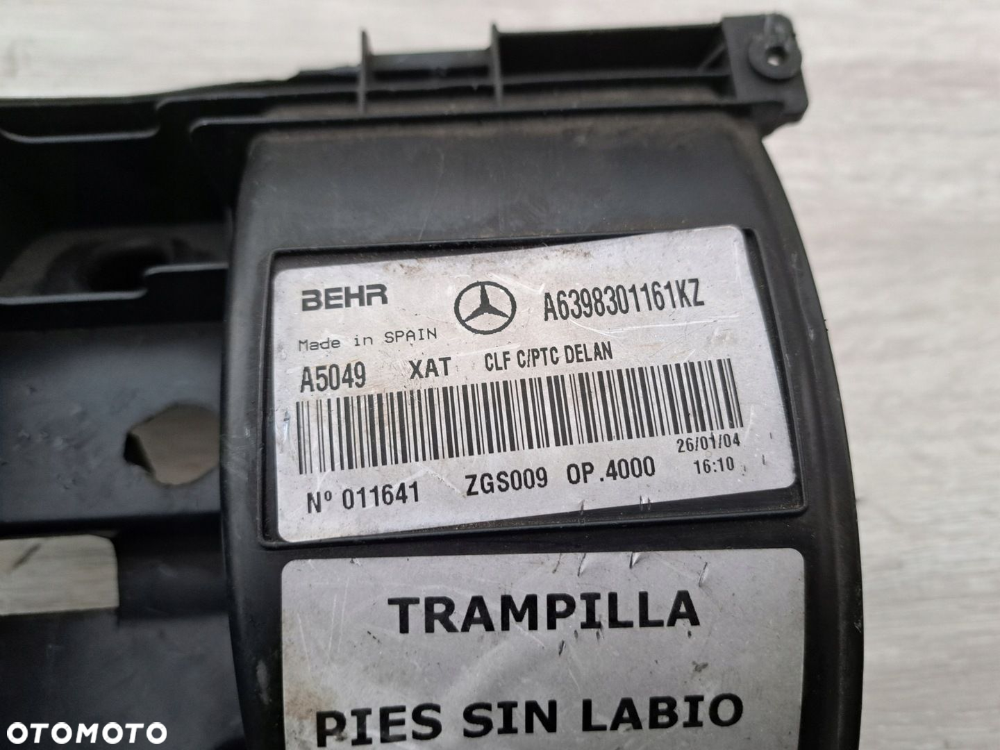 MERCEDES VITO 639 REZYSTOR DMUCHAWY OSŁONA WENTYLATORA A6398301161KZ - 2