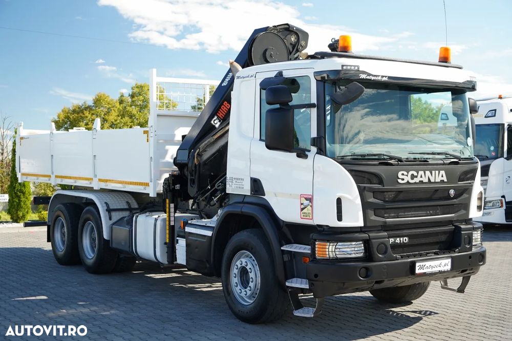 Scania P 410 / 6x4 / BASCULĂ - 6 M + HIAB XS 211 HDS / RADIOCOMANDĂ / EURO 6 / ROTARE / GRABĂ - 13