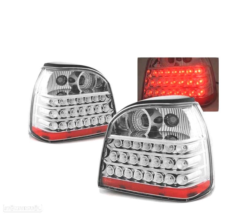FAROLINS TRASEIROS LED PARA VOLKSWAGEN VW GOLF 3 91-97 CHROME CROMADO - 1