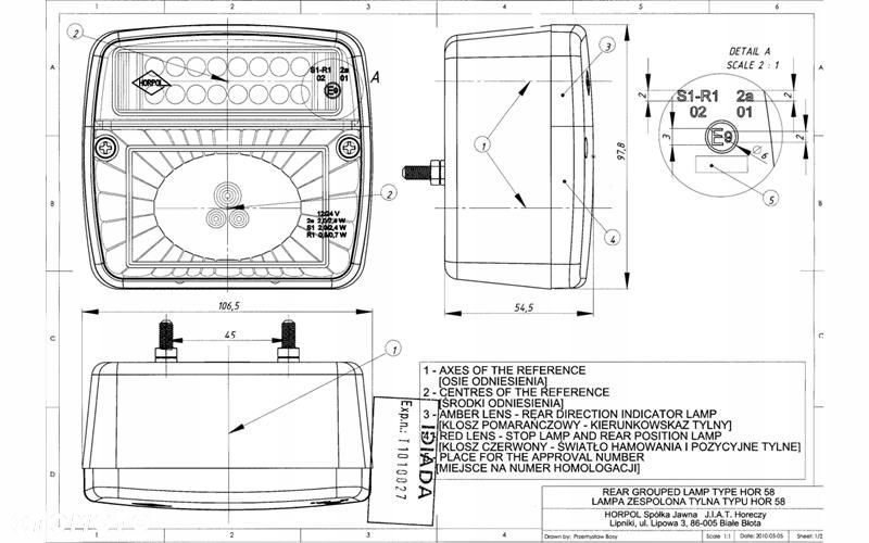 lampa zespolona tylna z bajonetem 5-pin (led) 12/24v uniwersalny - 3