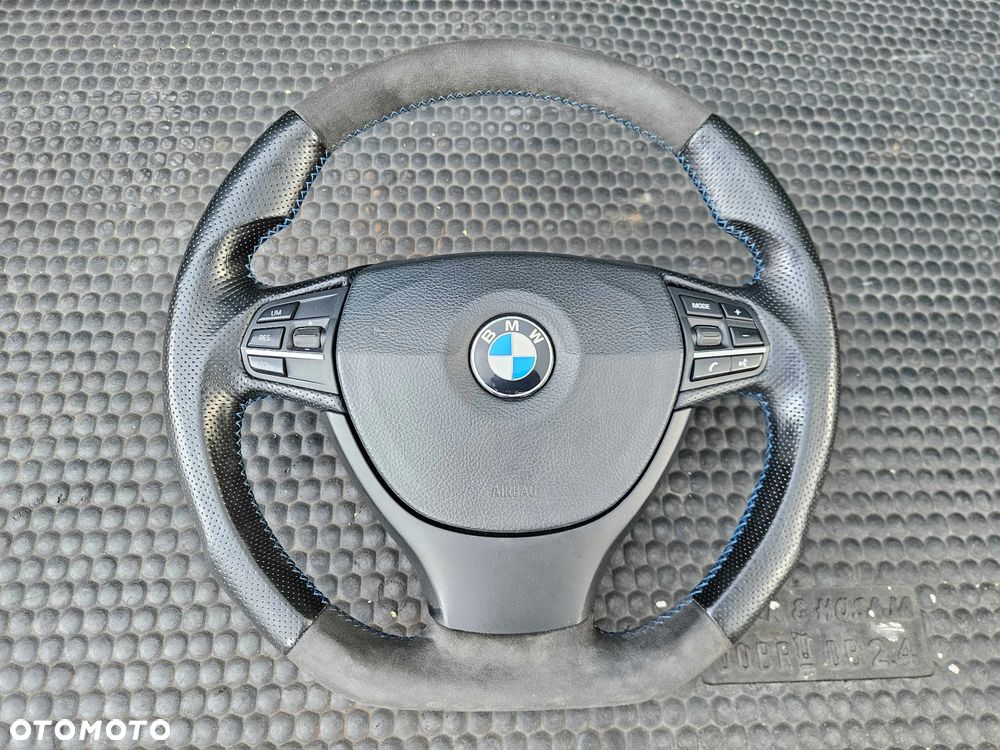 Kierownica Ścięta Trzy 3 Ramienna Pikowana Skóra Ancantara Multifunkcja Sterowanie AirBag Poduszka BMW 5 F10 F11