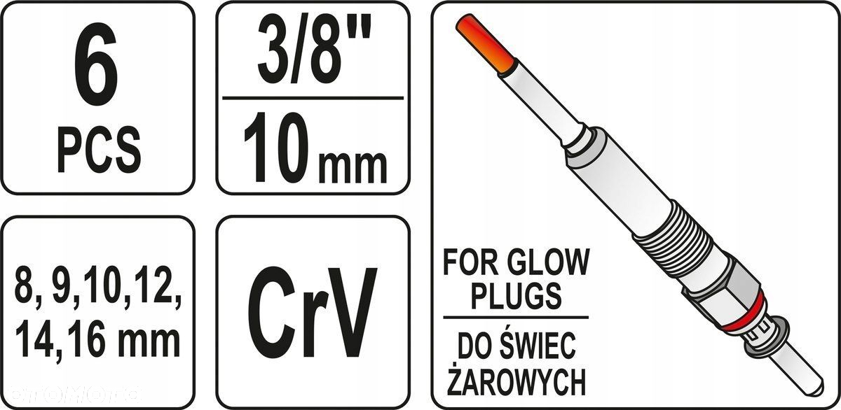 ZESTAW KLUCZY DO ŚWIEC ŻAROWYCH 6szt YT-05339 YATO - 6