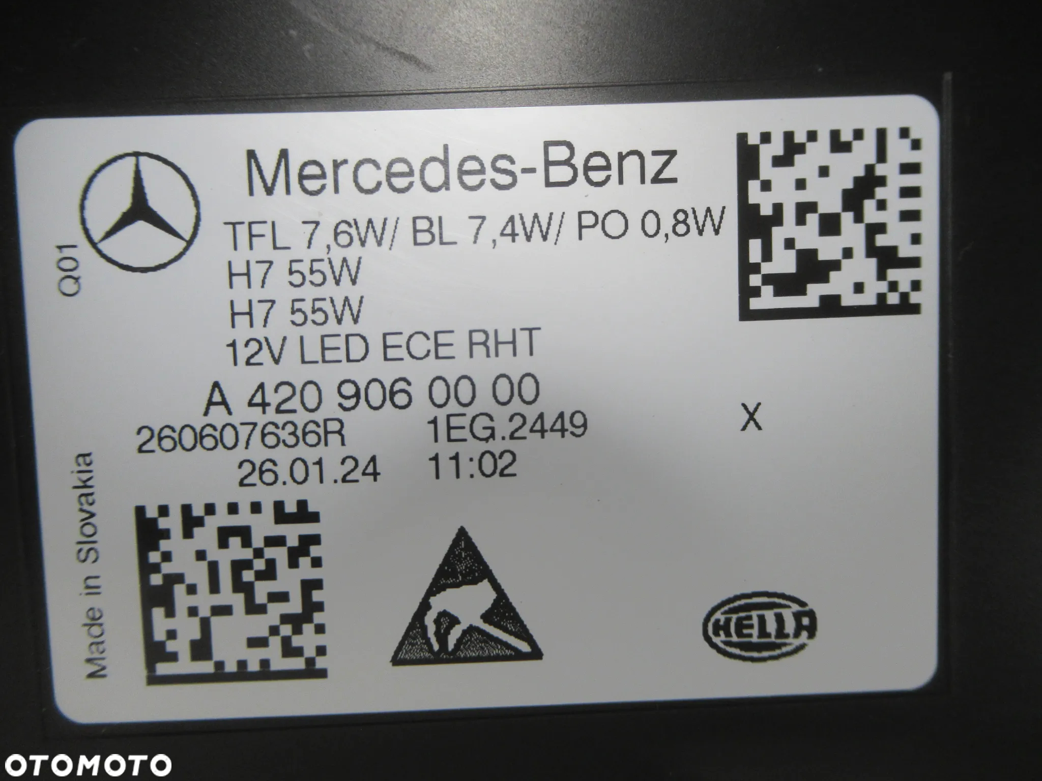 LAMPA PRZEDNIA PRZÓD LEWA MERCEDES CITAN W420 A4209060000 2021 - 21