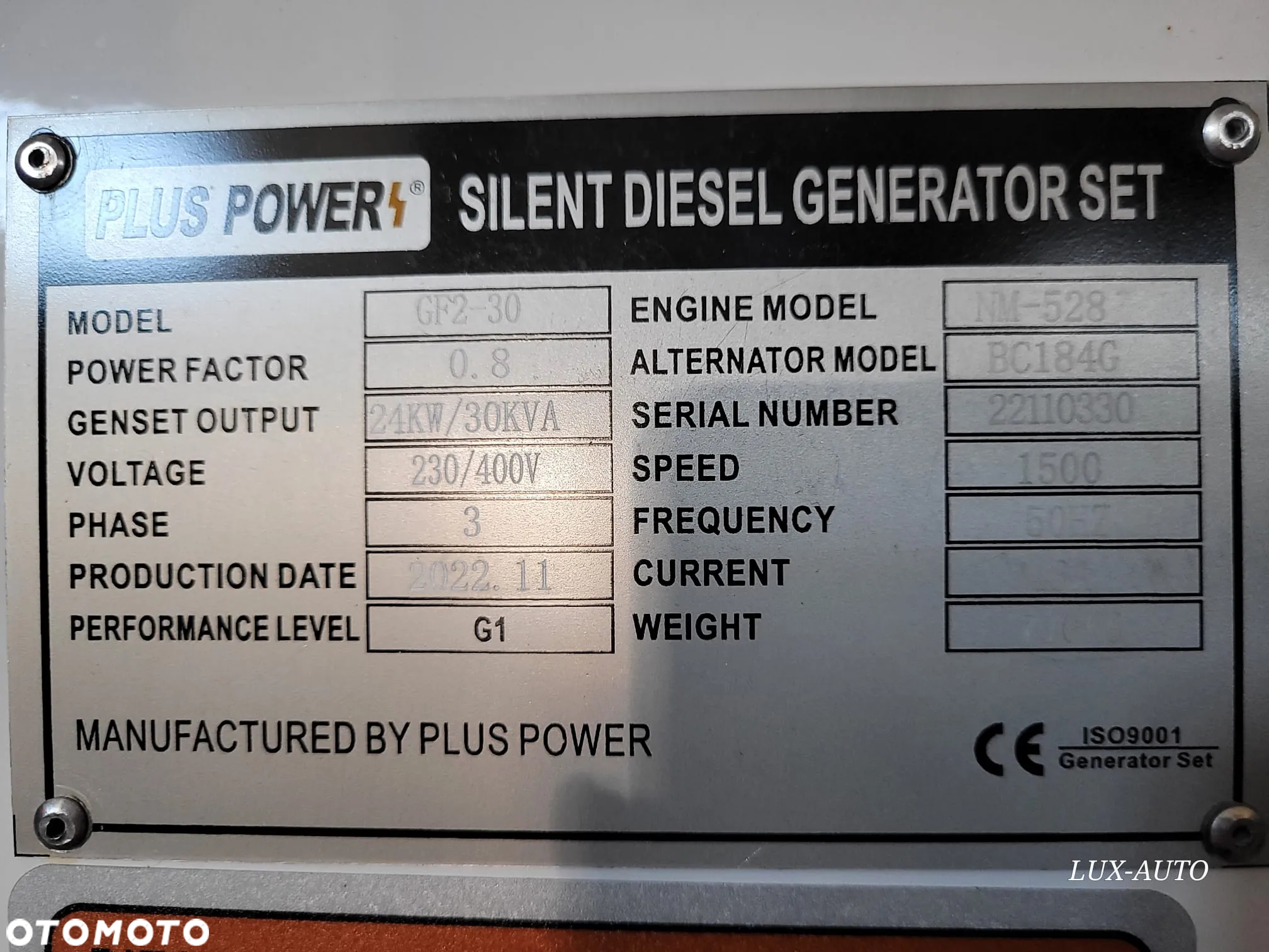 Agregat Plus Power Silent GF2-30, 24 kW, 50HZ Generator - 8