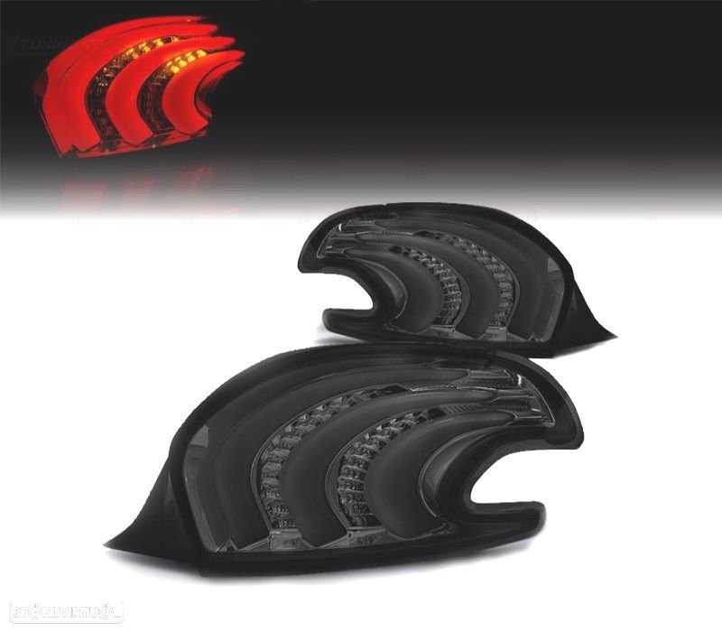 FAROLINS TRASEIROS PARA PEUGEOT 208 12-15 LIGHT BAR FUNDO CROMADO FUMADO - 1