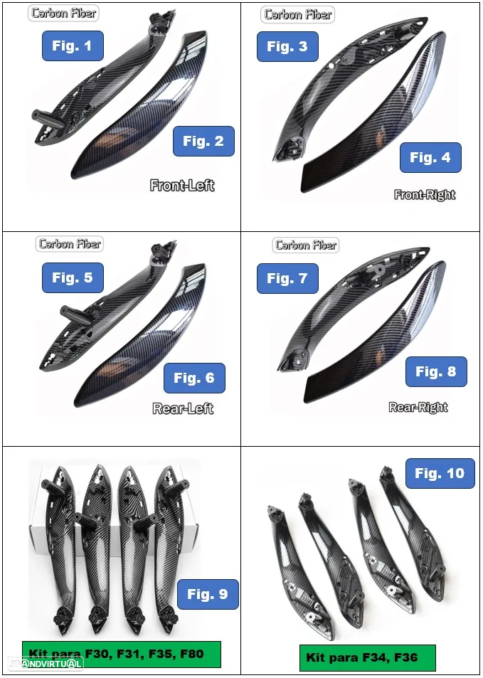 PROMOÇÃO Puxador pega porta interior BMW F30–F31–F32–F33–F34-F35-F36-F80-F83 - 3