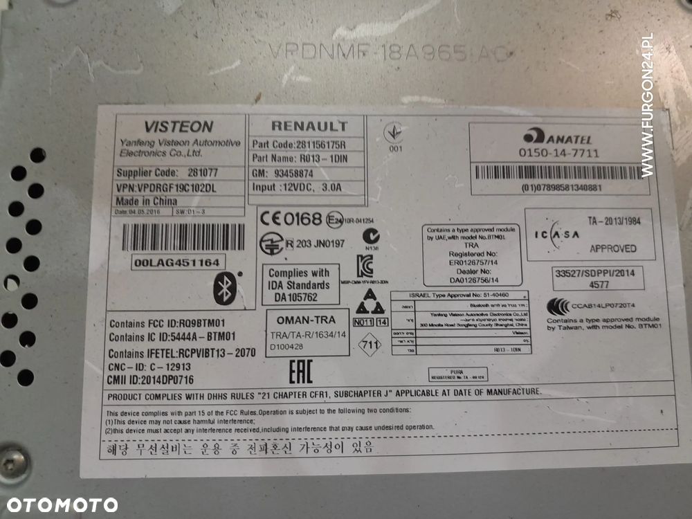 RADIO TRAFIC III VIVARO B PRIMASTAR TALENTO 15- 281156175R - 2