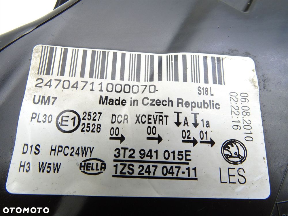 Reflektor lampa lewy lewa przód przednia xenon 3t2941015e skoda superb ii - 8