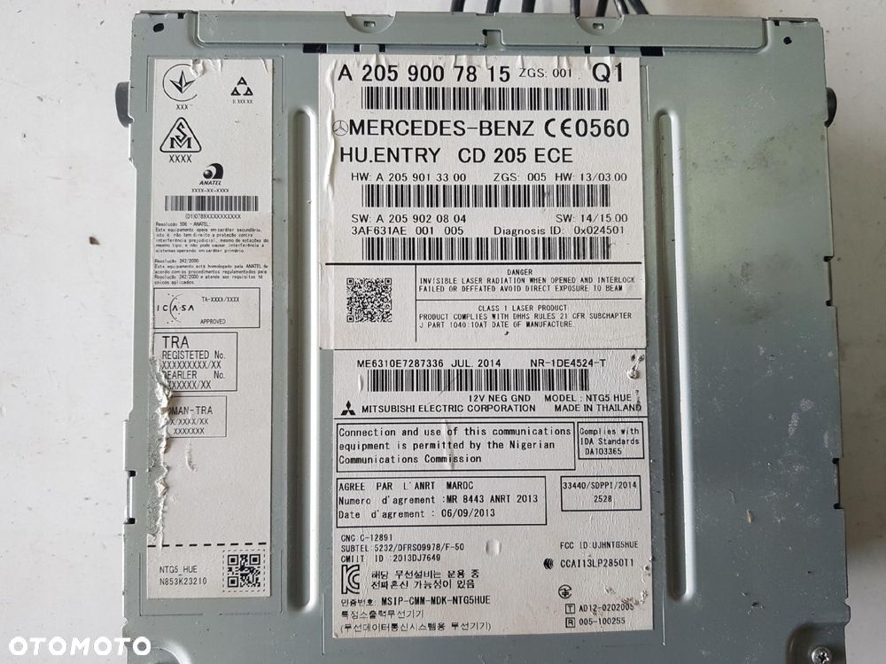 MERCEDES C KLASA W205 14-18r RADIO CD NAWIGACJA A2059007815 - 3