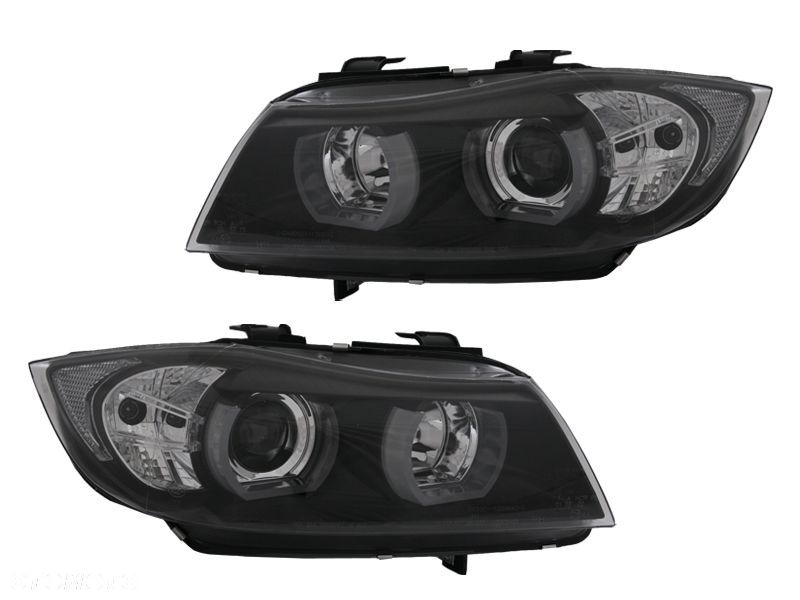REFLEKTORY LAMPY RING U 3D LED ANGEL EYES TUNING BLACK BMW 3 E90 E91 2004- - 1