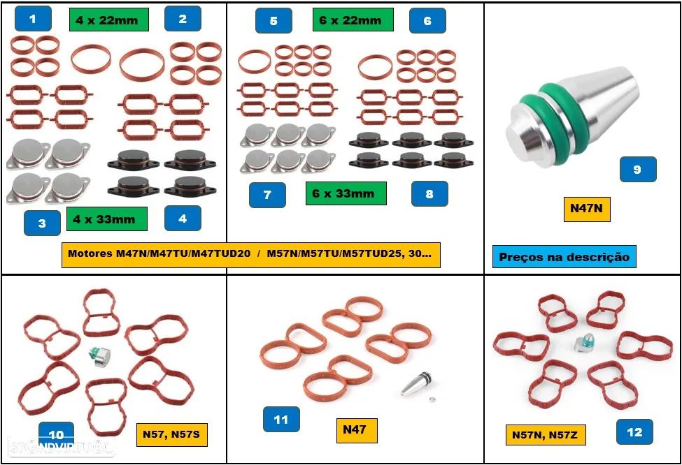 Kit remoção substituição borboletas coletor de admissão BMW N47, N57, M47, M57 - 1