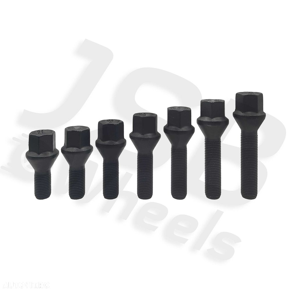 Prezoane negre jante aliaj M12x1.25 30mm Alfa,Fiat,Peugeot,Citroen - 2