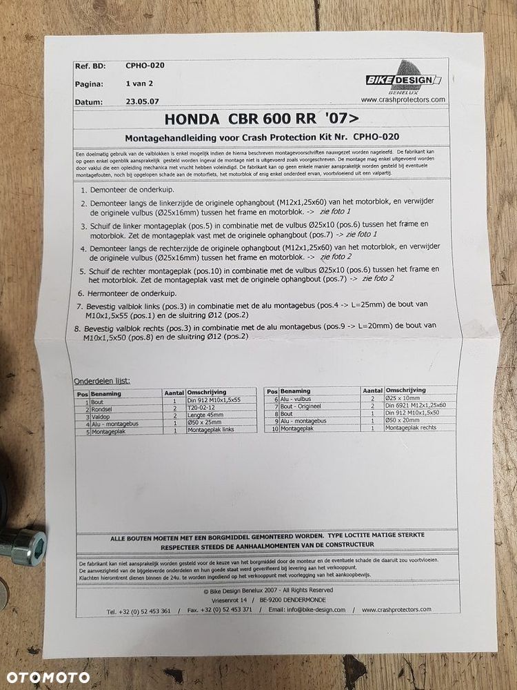 Crash pady Bike Design CPHO-020 Honda CBR 600 RR 07+ - 5