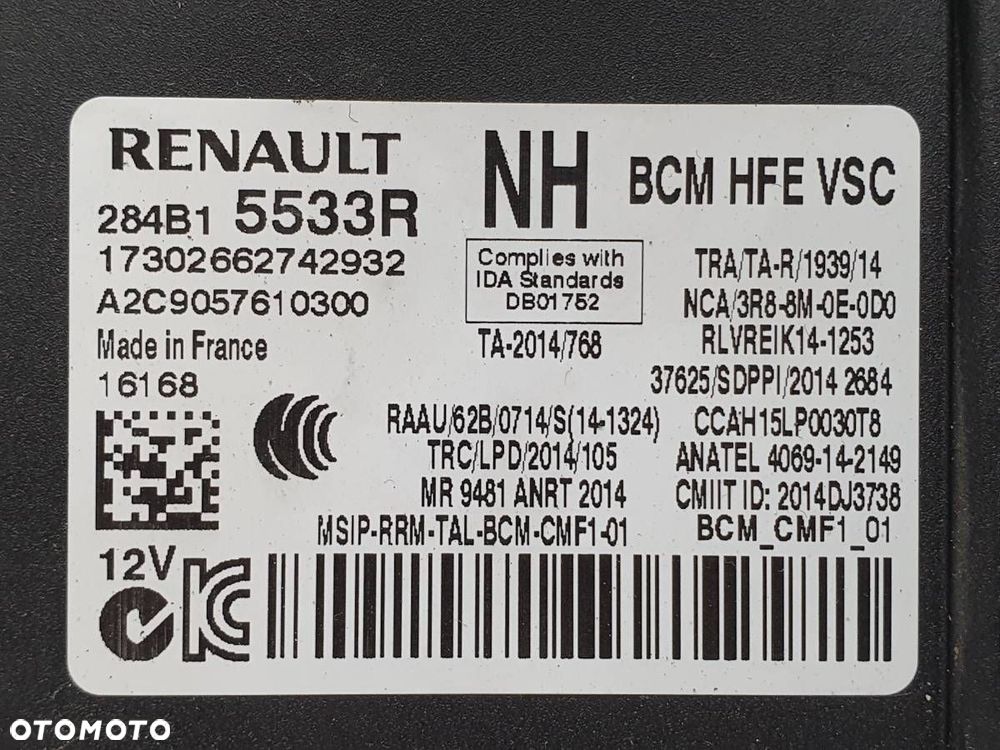 MODUŁ STEROWNIK BCM RENAULT KADJAR 284B15533R - 2