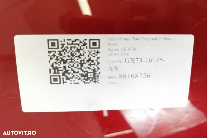 Aripa Stanga Fata Originala In Stare Buna  Jaguar  XE  X760 [2014 - 20 - 7
