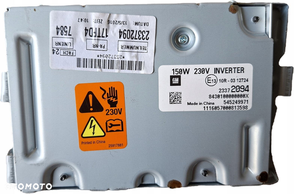 23372094 PRZETWORNICA PRĄDU INVERTER 12V 230V OPEL INSIGNIA A LIFT 13-17