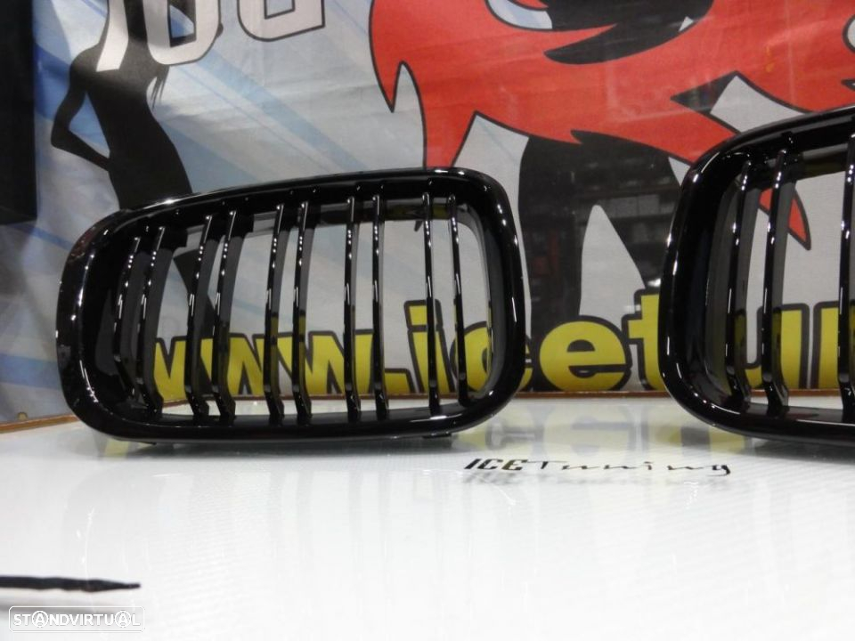 Grelha frontal em preto piano brilhante para BMW E46 98-01 M4 look / dupla lamina em plástico ABS - 7