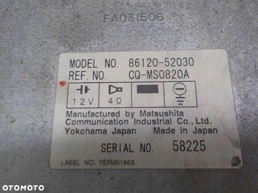 TOYOTA YARIS I RADIO FABRYCZNE 86120-52030 - 2