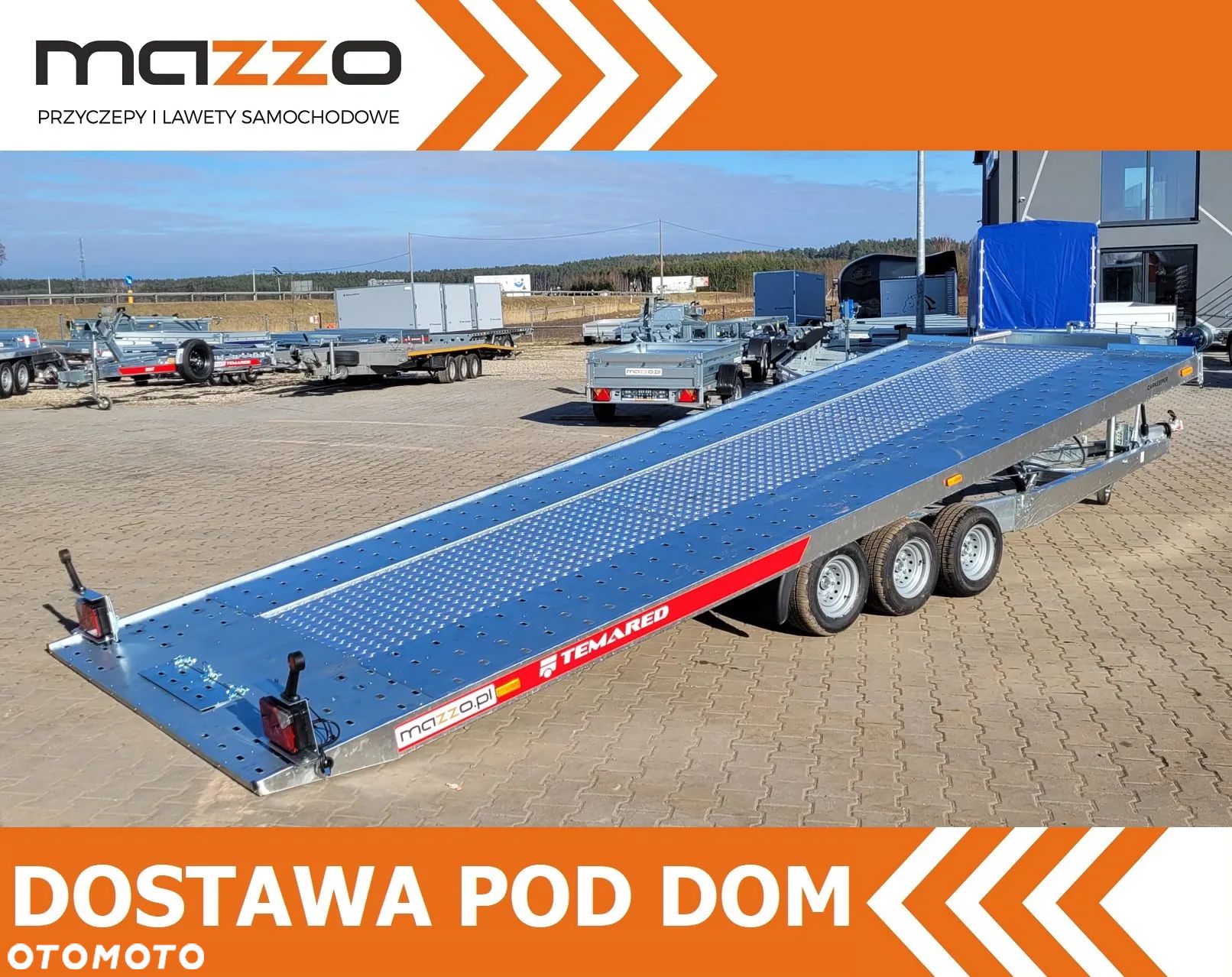 TEMARED DOSTAWA! Przyczepa Laweta Carkeeper 5820/3, wym. 580x207cm, UCHYLNA PLATFROMA, wypełnienie z blachy alu, 3 osie, koła 10, DMC 3500kg - 1