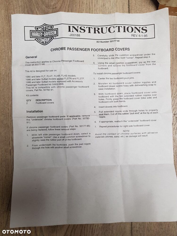 Wkłady Podestów Pasażera Para Harley Touring Softail 50177-95 - 6