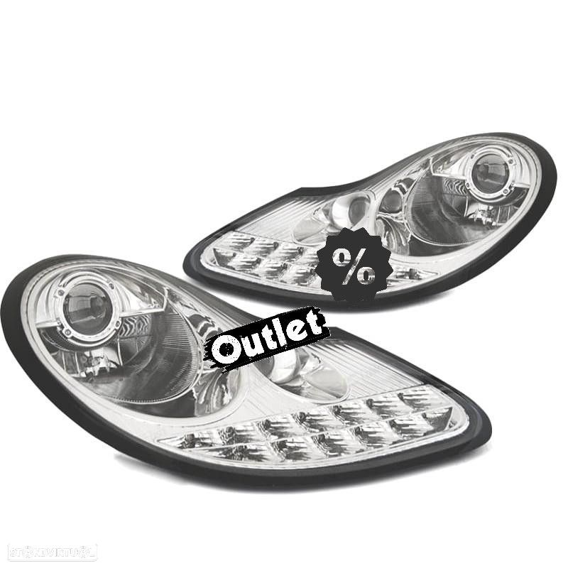 R012680C1 FARÓIS PORSCHE BOXSTER 96-04 NEW LED EDITION CROMADOS - 1