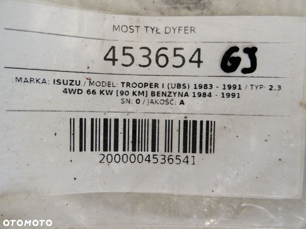 MOST TYŁ DYFER  ISUZU TROOPER I (UBS) 1983 - 1991 2.3 4WD 66 kW [90 KM] benzyna 1984 - 1991 - 7