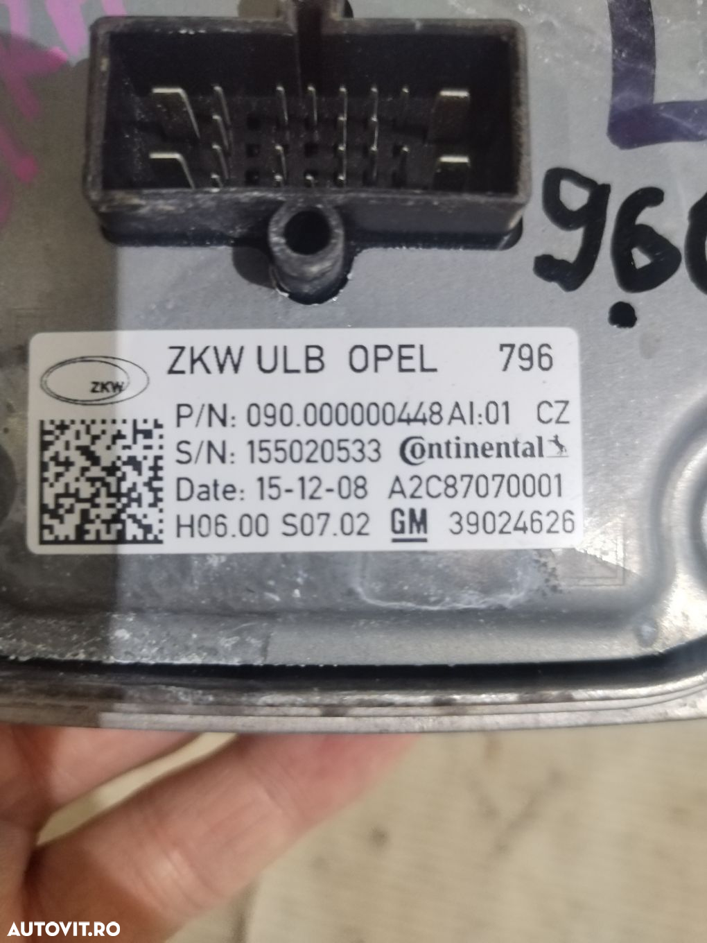 Droser far led Opel Astra K, 2016, 2017, 2018, 2019, 2020, 2021, cod origine OE 39024626. - 7