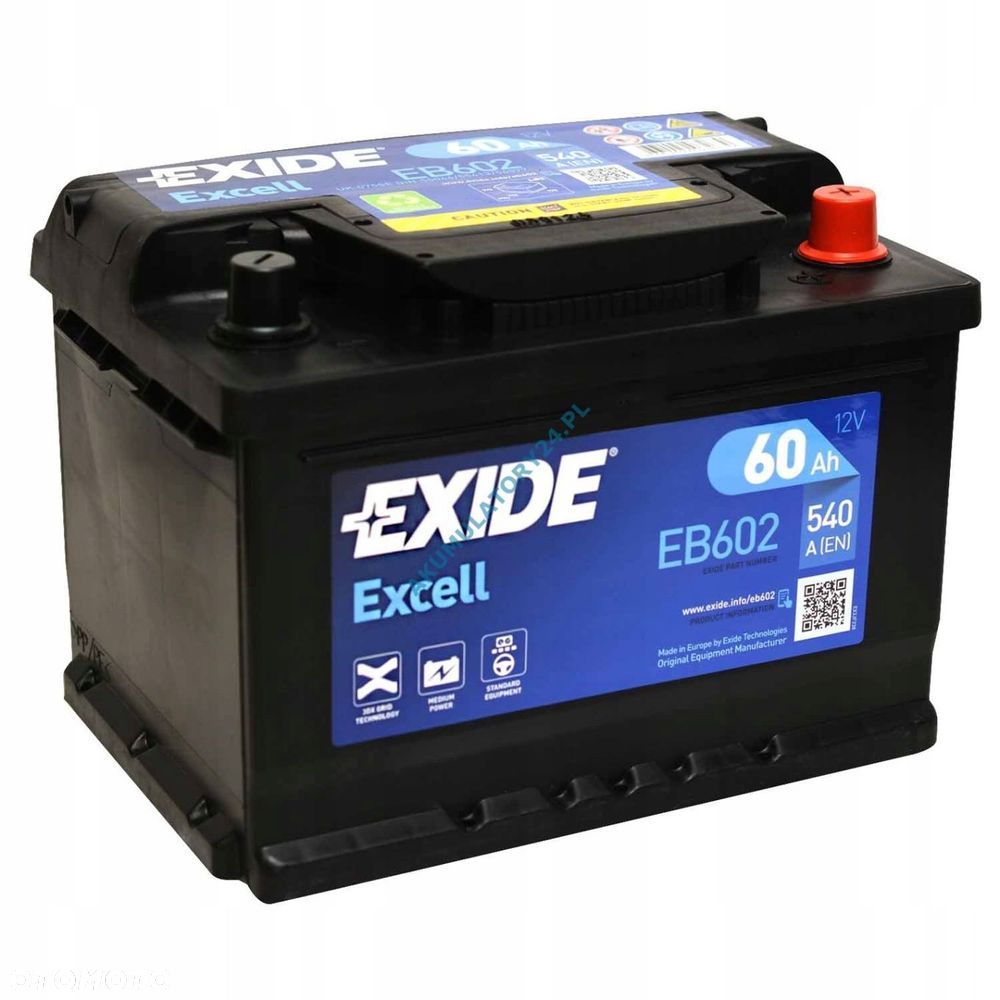 Akumulator Exide Excell 60Ah 540A EB602 P - 1