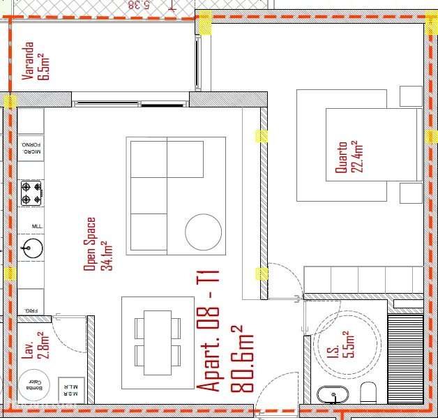 Apartamento T1 em condominio com Piscina. - Grande imagem: 3/10