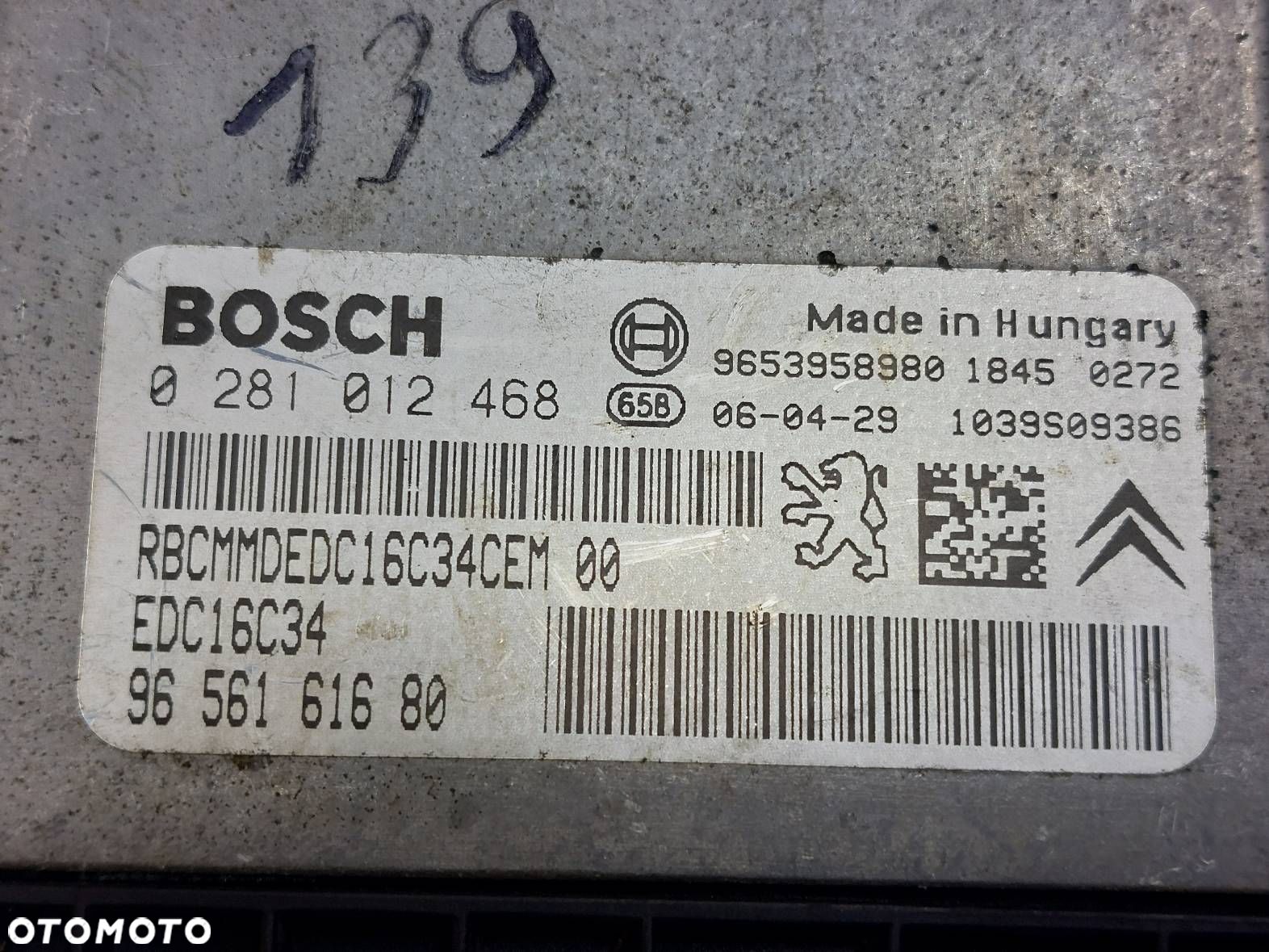 ZESTAW STARTOWY CITROEN XSARA PICASSO I 1.6 HDI 9656161680 0281012468 - 2