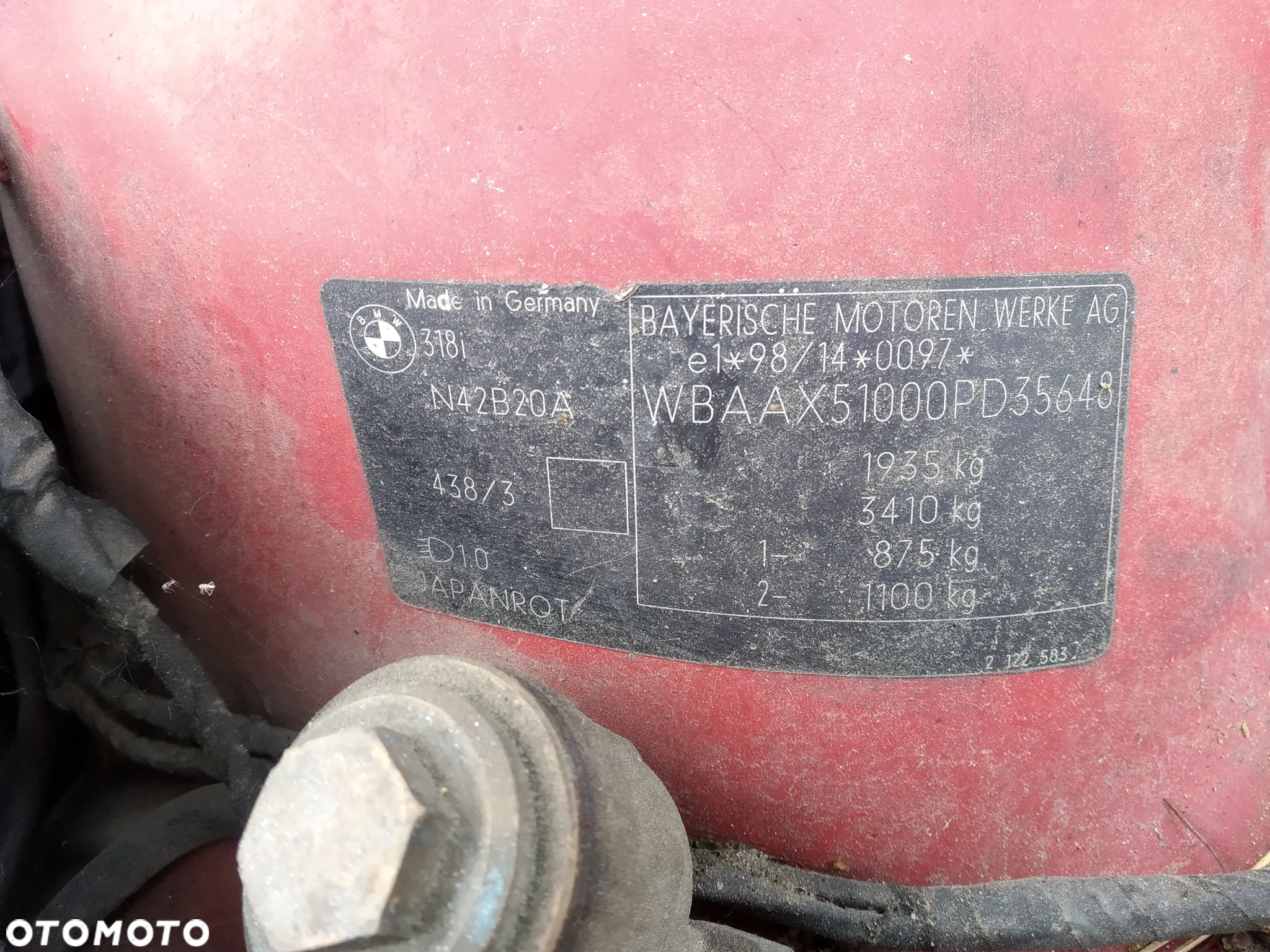 BMW E46 LIFT 318I N42B20A 01-05 - MASKA JAPANROT 438/3 - 34
