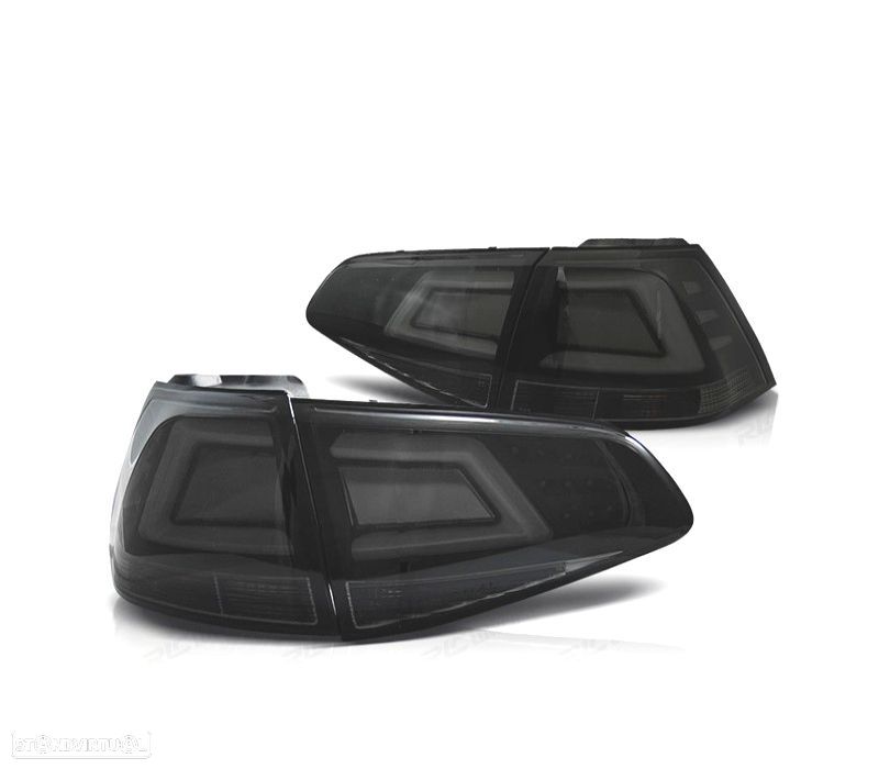 FAROLINS TRASEIROS PARA VOLKSWAGEN VW GOLF 7 12-17 LIGHTBAR FUNDO PRETO FUMADO - 1
