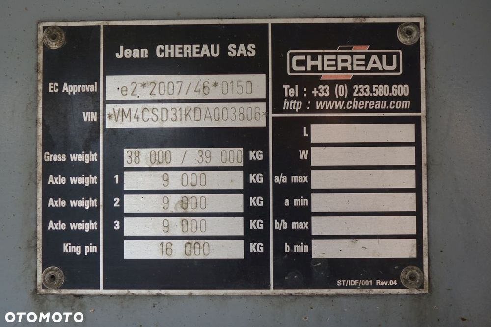 Chereau CHŁODNIA / CARRIER MAXIMA 1300 / OSIE BPW / OŚ PODNOSZONA / KOSZ NA  KOŁO ZAPASOWE - 30