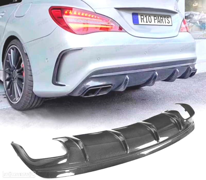 DIFUSOR TRASEIRO MERCEDES CLA W117 13-15 LOOK AMG CLA45 CARBONO - 1