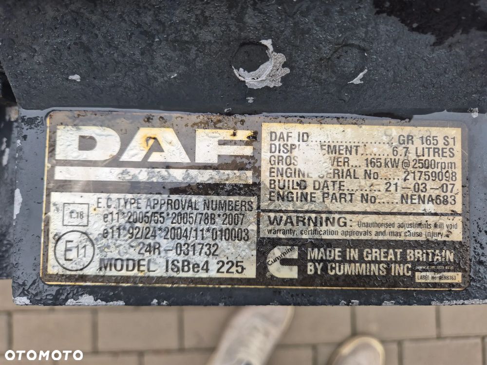 SILNIK KOMPLETNY DAF 45 , 55 LF 220 KM EURO 5 GR 165 S1 6,7 L. 520 TYŚ. KM. - 5