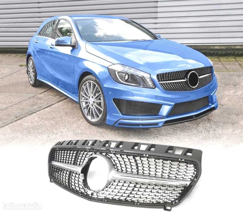 GRELHA FRONTAL MERCEDES CLASE A W176 12-15 CROMADO LOOK DIAMOND - 5