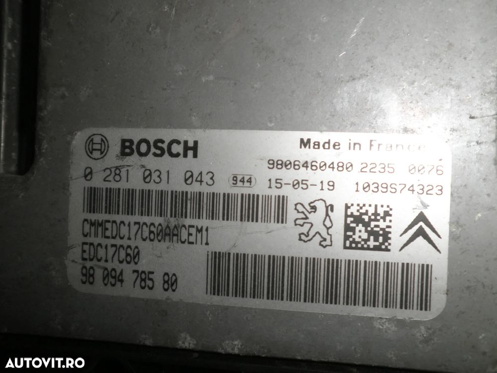 ECU / calculator motor Citroen C4 Cactus 1.6 HDI 0281031043 9806460480 9809478580 - 3