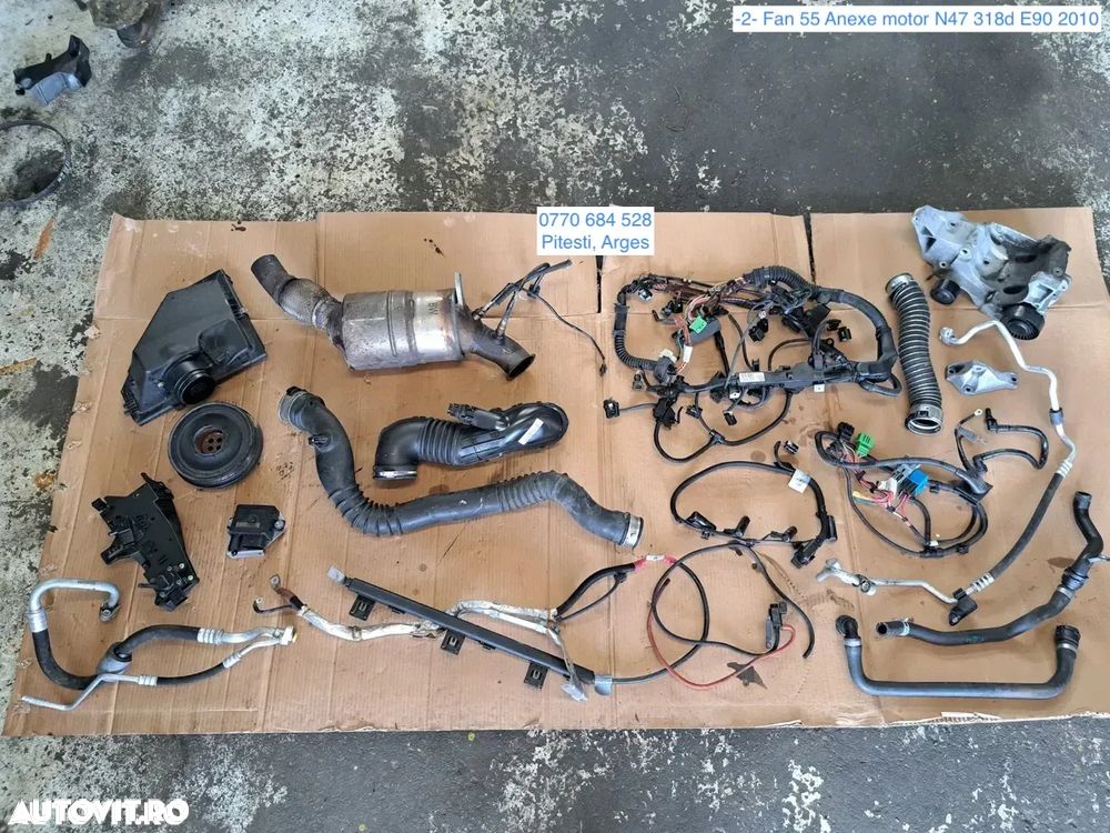 -2- Anexe motor N47 Bmw 318d E90 2010 debitmetru fulie furtun turbo intercooler bujii electrovalva conducta ac furtun lichid racire - 1
