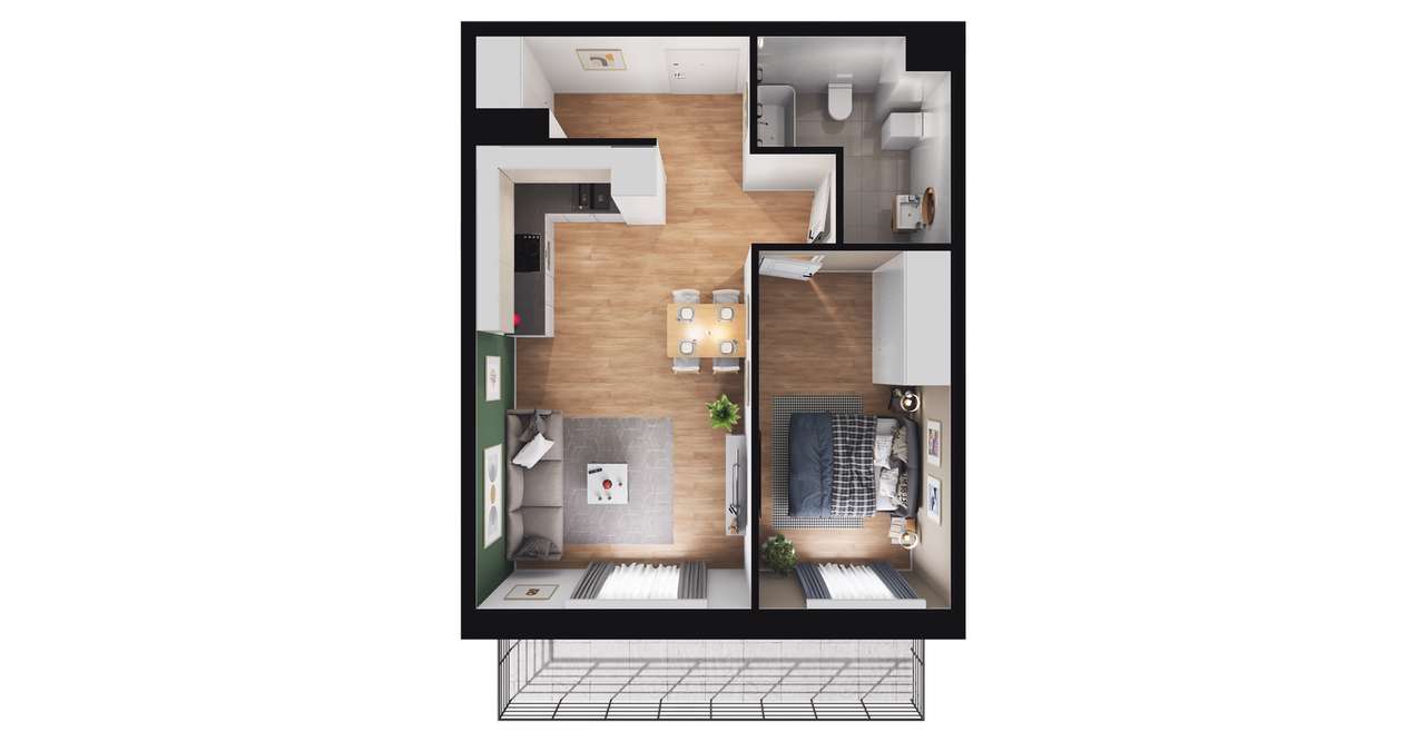 2-pokojowe mieszkanie 43m2 + balkon Bez Prowizji - Pełny obrazek: 3/13