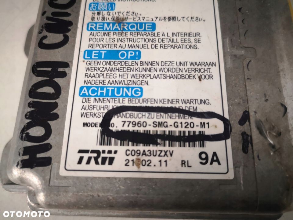 SENSOR STEROWNIK, MODUŁ PODUSZEK AIR BAG HONDA CIVIC VIII 8 UFO - 2