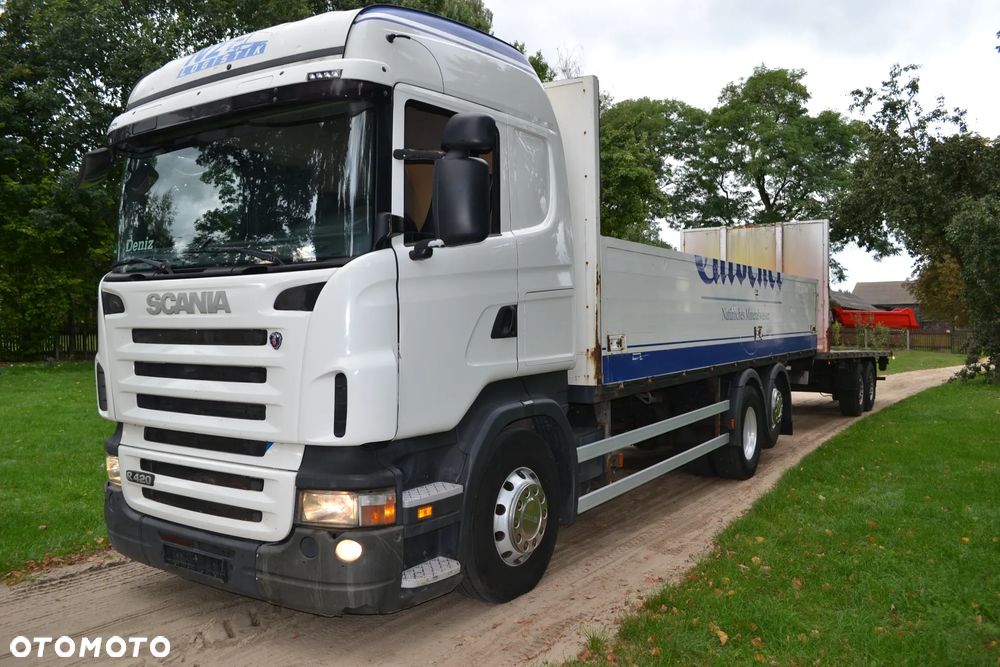 Scania R 420 TRZECIA OŚ SKRĘTNA ZESTAW PLATFORMA 2x7.75 m KLIMATYZACJA - 1