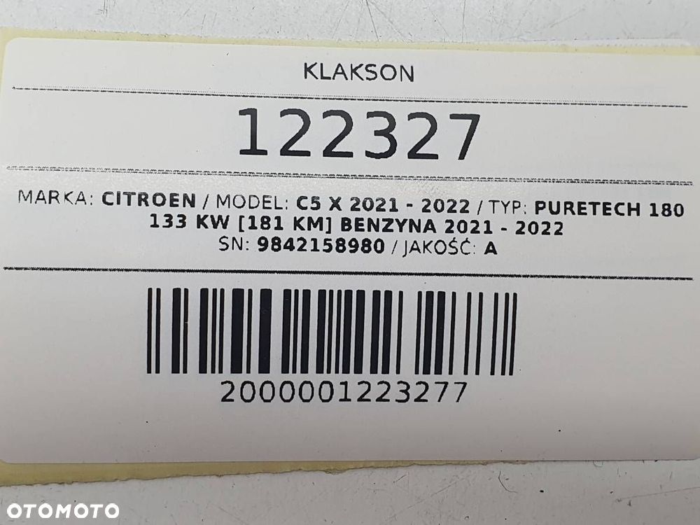 KLAKSON SYGNAŁ DŹWIĘKOWY CITROEN C5 X 9842158980 - 6