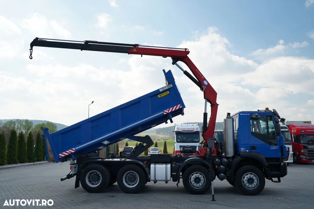 Iveco TRAKKER 410 EEV / 8X4 / Basculantă pe două laturi / HYDROBORTA / BORDMATIC / HDS HMF 1730 K2 / EURO 5 EEV - 6