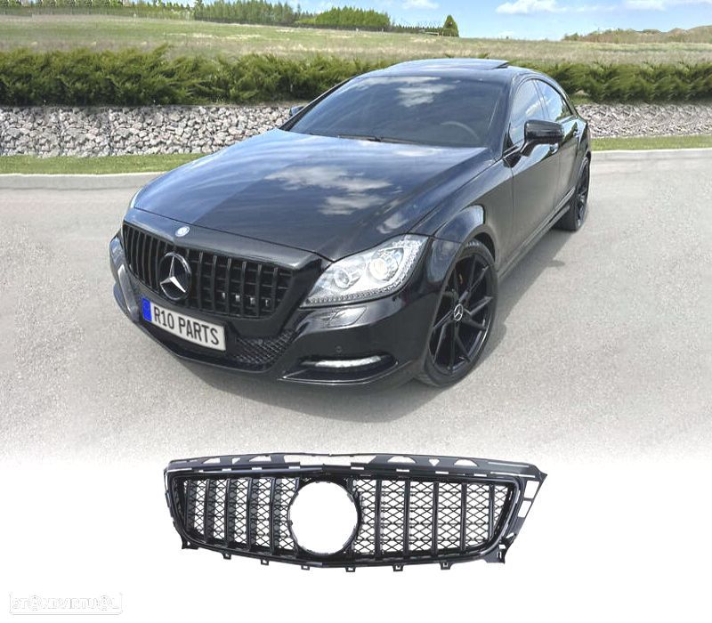 GRELHA FRONTAL MERCEDES CLS C218 11-14 LOOK GT PRETO BRILHANTE - 1